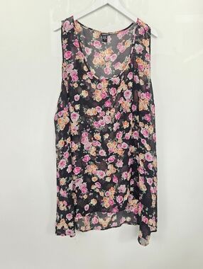 Torrid size 5 Black Floral Hi-low Flowy Chiffon Tank Top